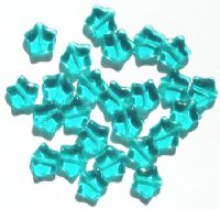 25 12mm Transparent Turquoise Star Beads